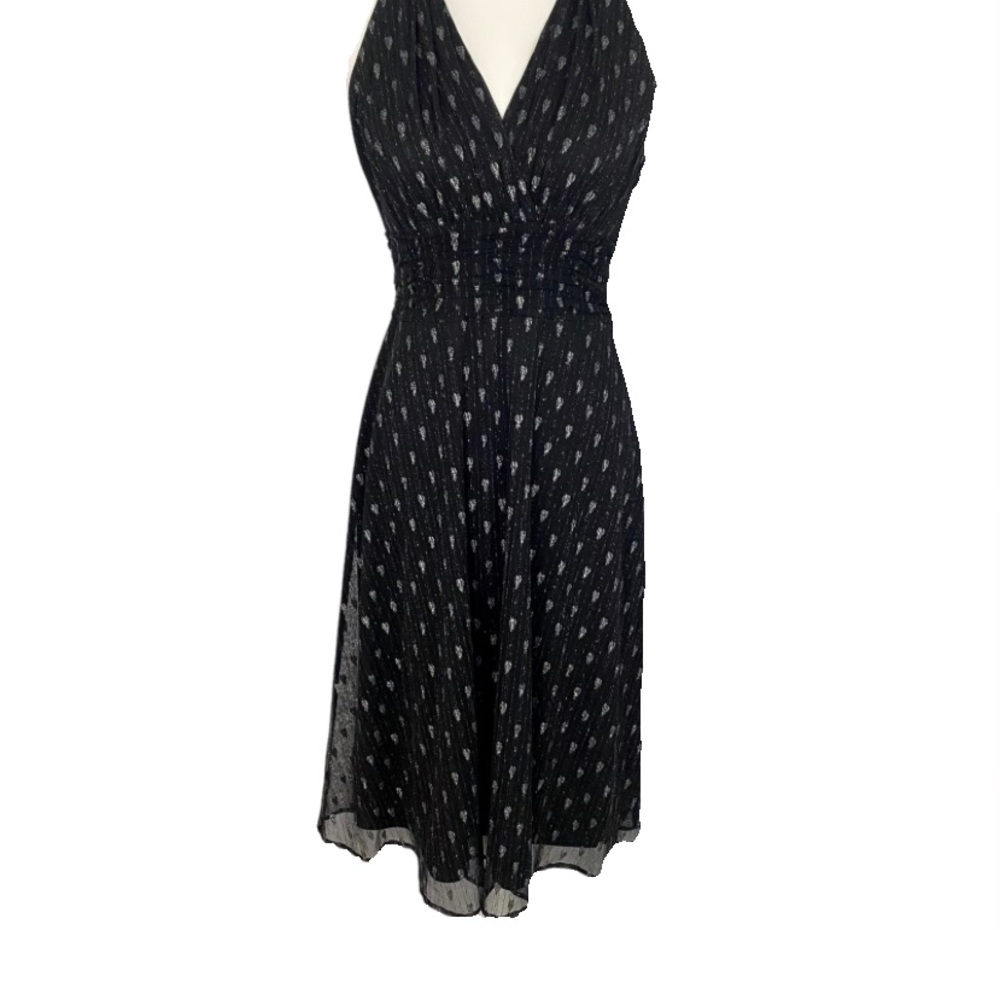 Evan-Picone, sleeveless, black and silver, summer, midi cockatil dress. Size 10